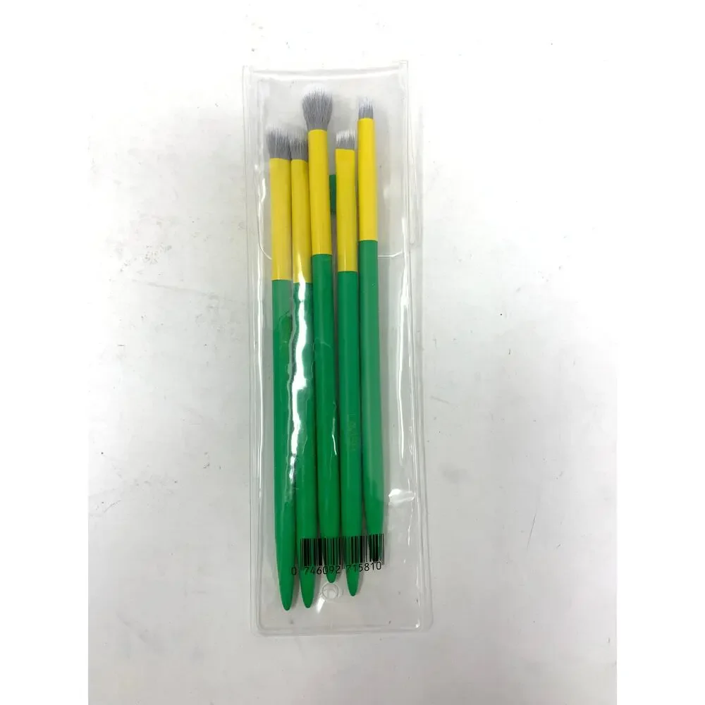 LAVISH Essential Eye Collection 5-Handcrafted Brushes Vegan Green/Yellow